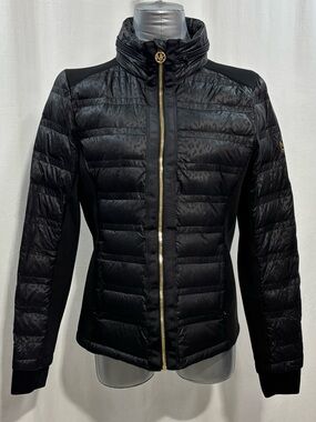 Michael Kors Black Quilted Puffer Jacket with Gold Zipper Large